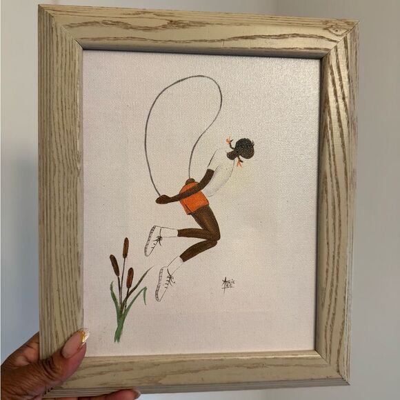 Annie Lee Framed Jump Rope Signed Artwork - Picture 1 of 3